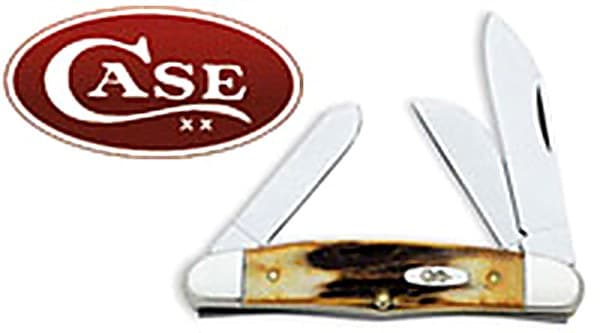 Case Knives folding pocket knife display with three knives on a red background