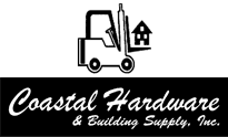 Coastal Hardware & Building Supply logo featuring a forklift carrying a stack of lumber